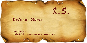 Krámer Sára névjegykártya